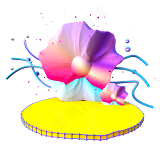 C4D立体时尚花朵电商展台