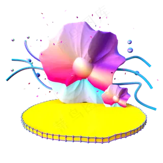 C4D立体时尚花朵电商展台