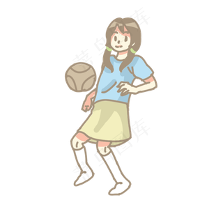 儿童节女孩踢球PNG素材