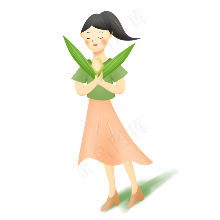 端午节女孩包粽子