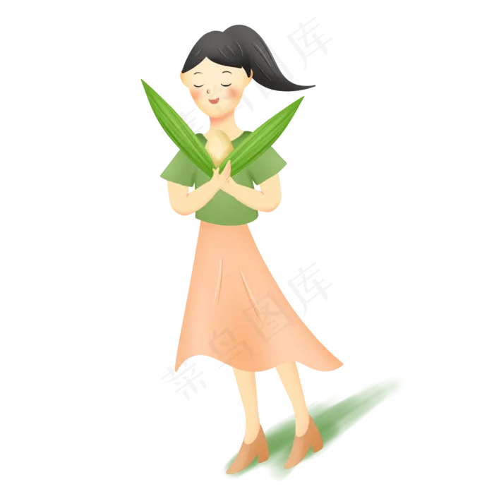 端午节女孩包粽子(3000X3000(DPI:300))psd模版下载