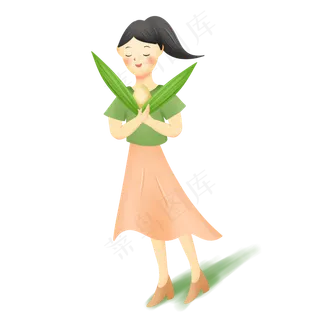 端午节女孩包粽子