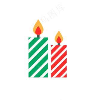 圣诞节红绿蜡烛条纹烛光温暖平安,免抠元素