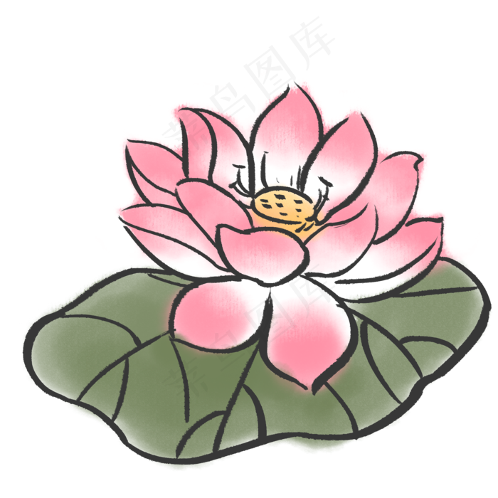 粉色荷花植物(2000X2000(DPI:300))psd模版下载