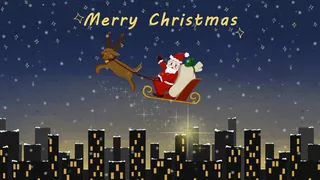 圣诞节圣诞老人送礼物麋鹿卡通可爱童趣