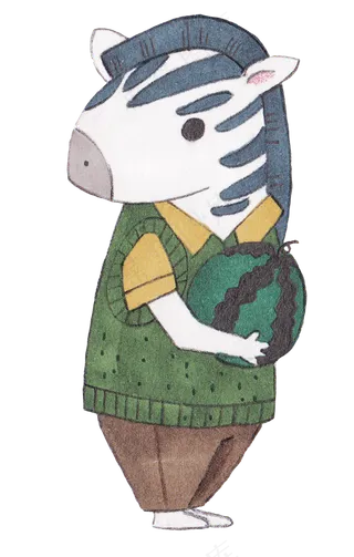 水彩手绘可爱斑马