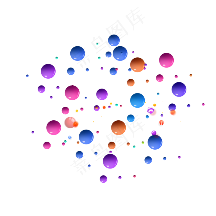 618促销装饰彩色球体小元素多(2000X2000(DPI:300))psd模版下载