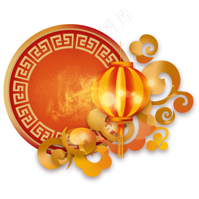 鼠年新年云纹边框,免抠元素(2000*2000px 300 dpi )ai矢量模版下载