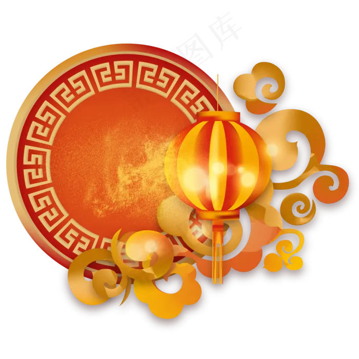 鼠年新年云纹边框,免抠元素