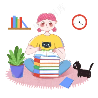 暑期教育培训看书学习的小女孩