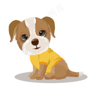 矢量手绘卡通小狗,免抠元素