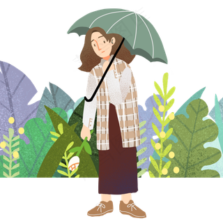 清明节打伞的小女孩