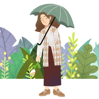 清明节打伞的小女孩