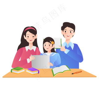 父母辅导网课矢量图