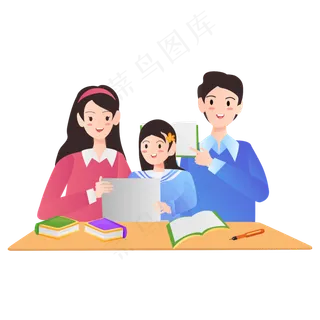 父母辅导网课矢量图