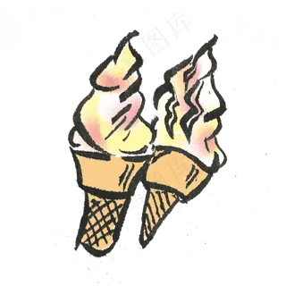 冰淇淋清凉手绘花草