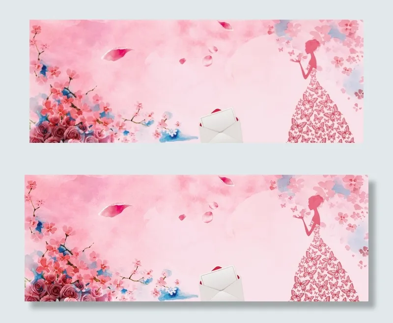 粉色情侣banner(1900*700px 	       )psd模版下载