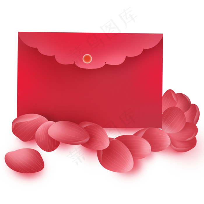 玫瑰花瓣和信封