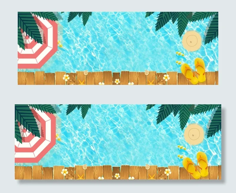 蓝色卡通游泳池banner(1920*700px 	       )psd模版下载
