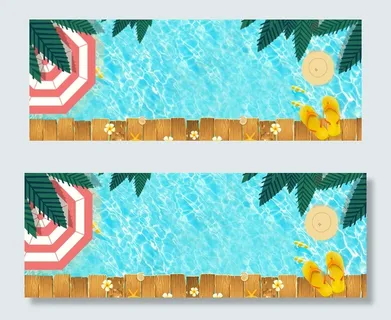 蓝色卡通游泳池banner 蓝色卡通游泳池banner