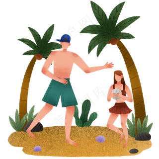 父亲节海边玩耍父女