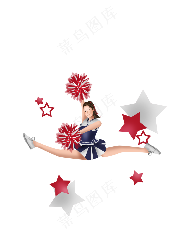 体育比赛啦啦队跳舞的女生,免抠元素(2480*3508px 300 dpi )psd模版下载