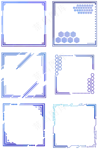 蓝色渐变科技感未来感边框