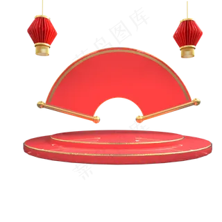 红色金色春节舞台,免抠元素