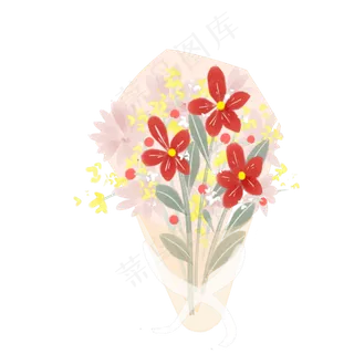 手绘水彩花束素材