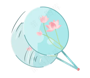 纳凉乘凉蓝色扇子