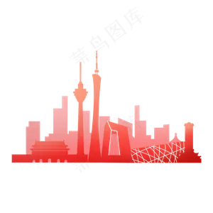 中国国家著名城市地标剪影,免抠元素