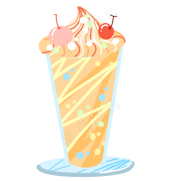 杯装水果冰淇淋插图(2000X2000(DPI:300))psd模版下载