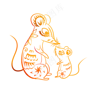 烫金中国风老鼠,免抠元素