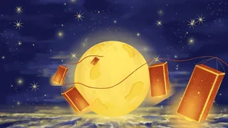 中秋节满月孔明灯