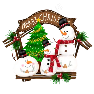 手绘圣诞三个雪人,免抠元素