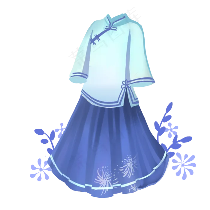 民国校服小花服装(2480X2480(DPI:300))psd模版下载