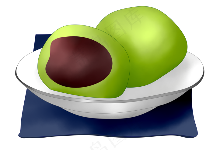 一盘清明青团食物