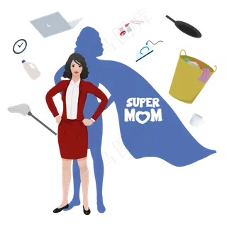 母亲节站立的超人妈妈