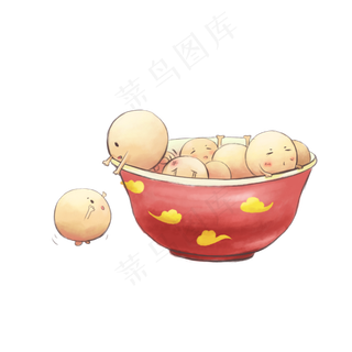 元宵节写实卡通汤圆碗元宵表情拟,免抠元素