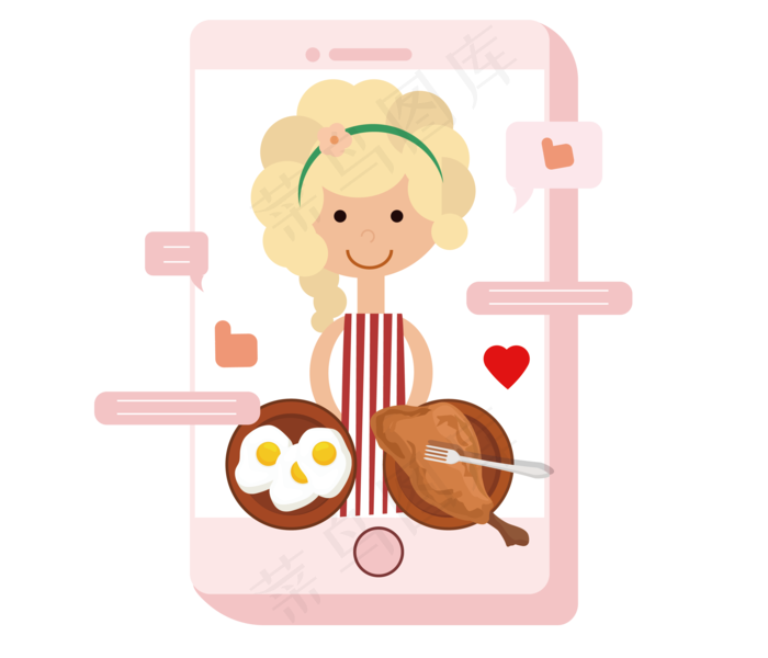 美食直播女孩(2000X2000(DPI:300))ai矢量模版下载