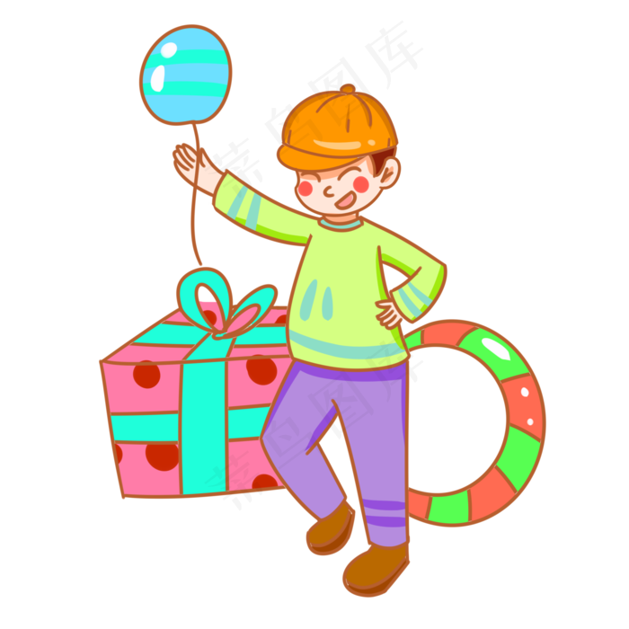 儿童节拿着气球的孩子手绘插画