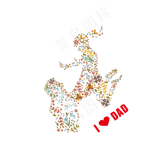 父亲节花朵组成图案下载(2000X2000(DPI:300))ai矢量模版下载