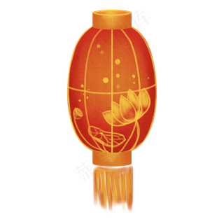 卡通元宵节装饰灯笼图案之荷花装,免抠元素