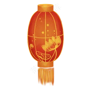 卡通元宵节装饰灯笼图案之荷花装,免抠元素