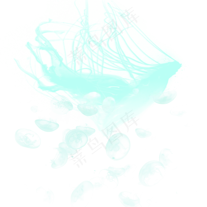 透明生物章鱼水母元素,免抠元素