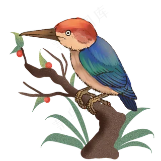 春天鸟类站在果子树上的鸟