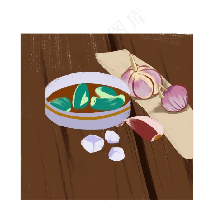 传统节日腊八节大蒜腊八蒜手绘插,免抠元素