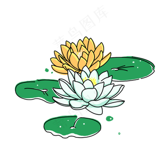 文艺手绘清新卡通荷花插图