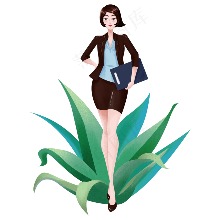 卡通三八妇女节美丽女性之办公女,免抠元素