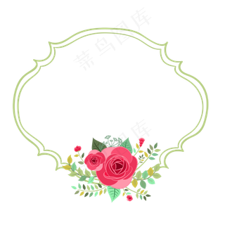 矢量卡通扁平化欧式玫瑰边框